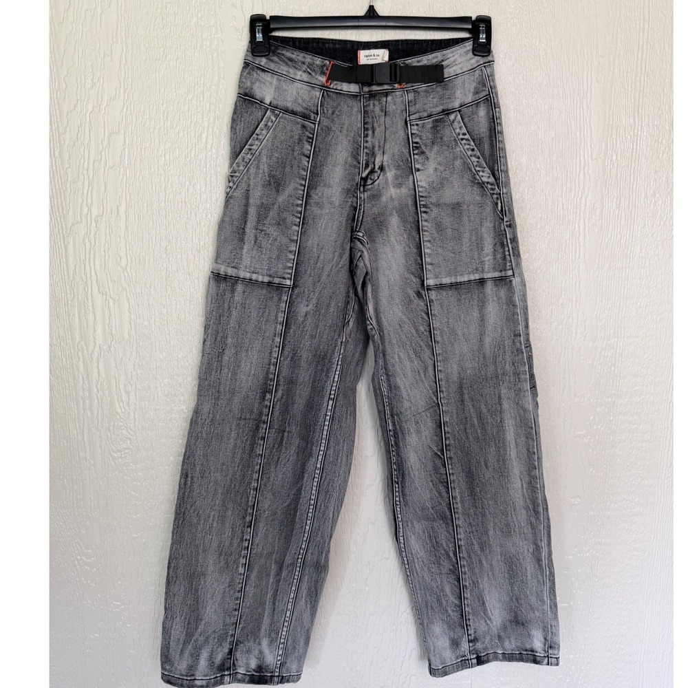 Wide-Leg Washed Gray Women's Jeans